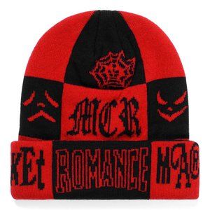 MY CHEMICAL ROMANCE X MARKET CHECKERED SPIDER WEB BEANIE *NEW* MCR
